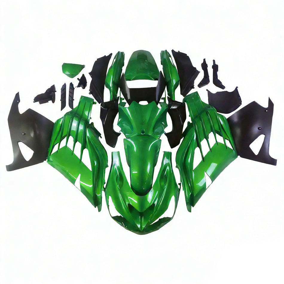Amotopart Kawasaki ZX14R ZZR1400 2012-2022 Green mit Sliver Logos Abzugskit
