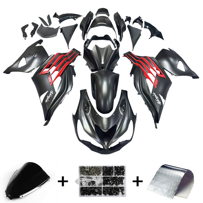 Amotopart Kawasaki 2012-2021 ZX14R Kit de carénage noir rouge