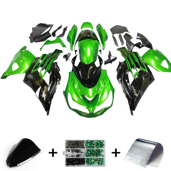 Amotopart Kawasaki 2012-2021 ZX14R Kit Craignant Noir Mix Vert