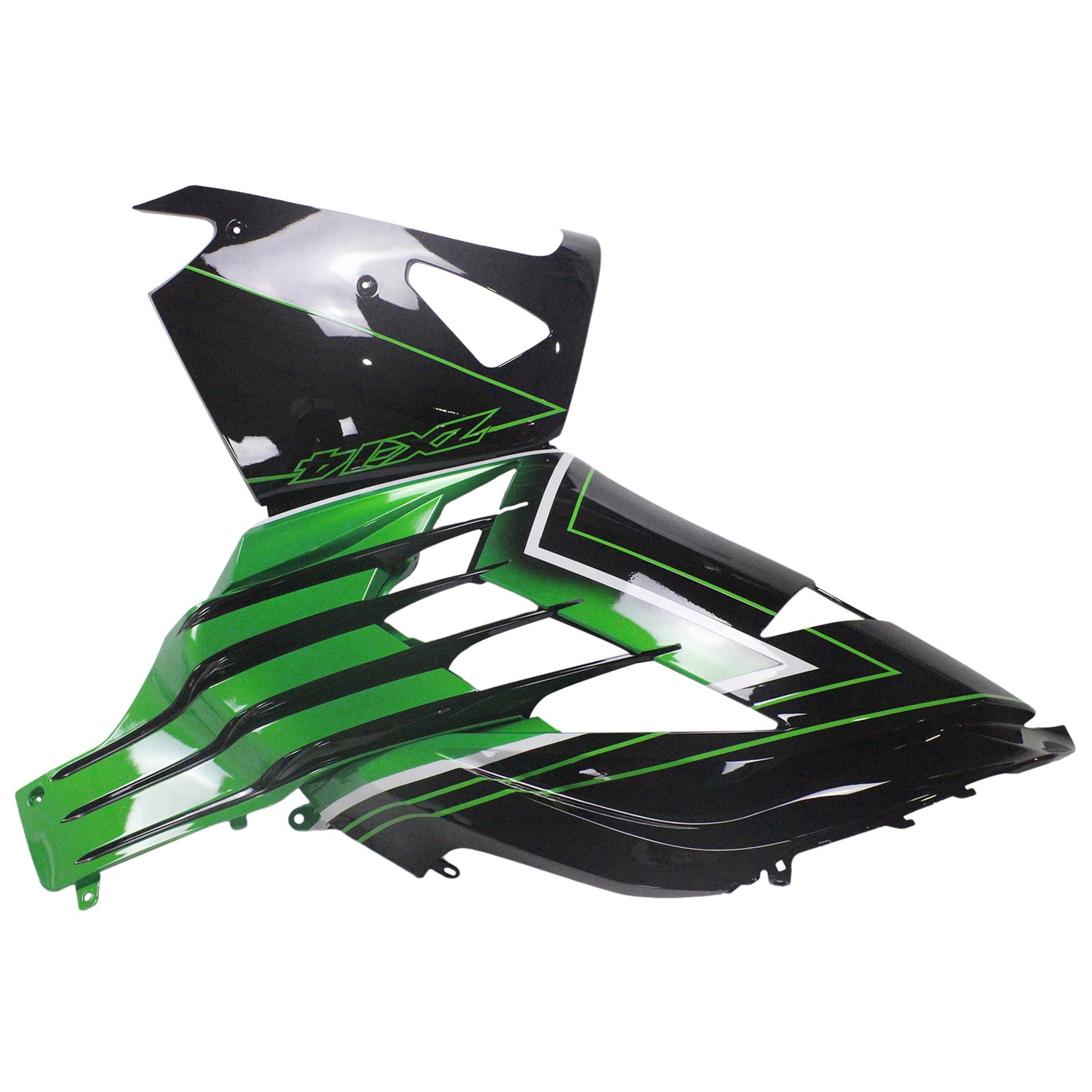 Amotopart Kawasaki ZX14R ZZR1400 2012-2022 Schwarz mit Green Fearing Kit