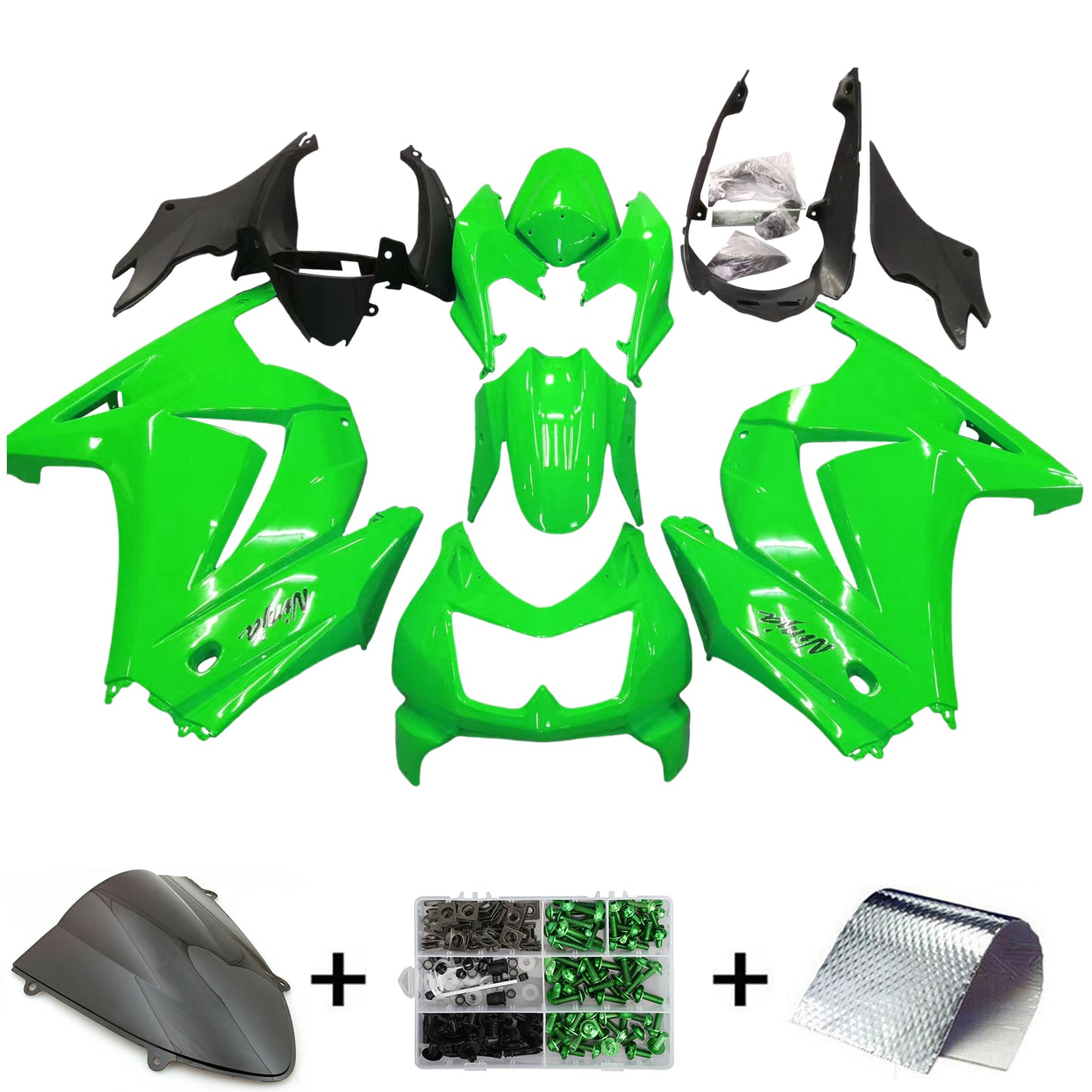 Amotopart 2008-2010 Kawasaki ZX250 Carénage Vert Kit