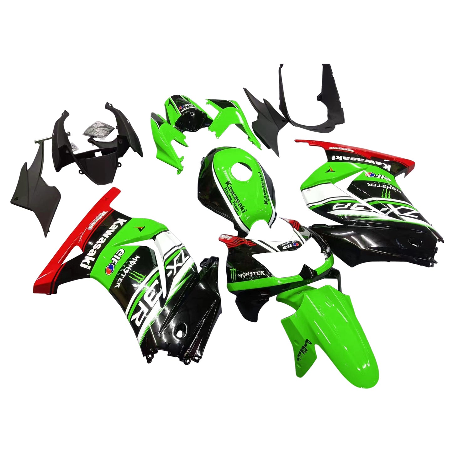 Amotopart Verkleidungsset für Kawasaki EX250 Ninja250R 2008–2012, Karosserie, Kunststoff, ABS