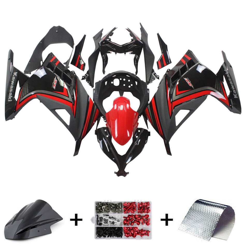 Amotopart Kawasaki 2013-2017 EX300/Ninja300 Red Black Fearing Kit