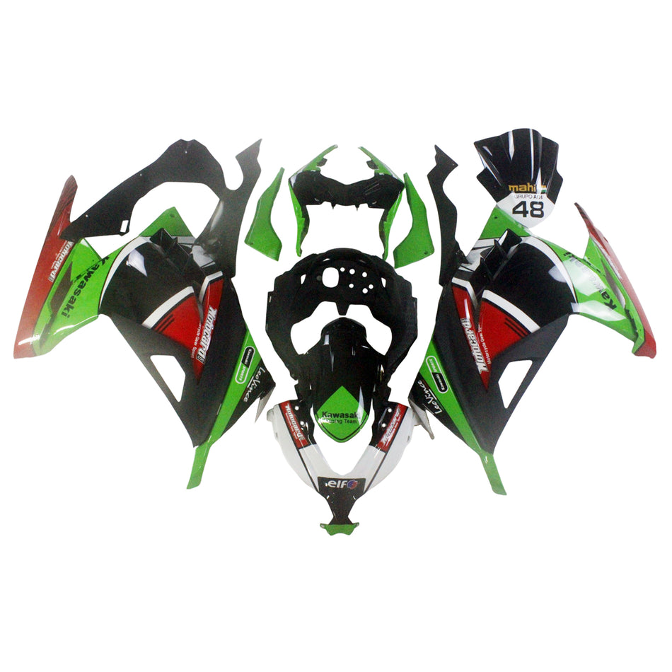 Amotopart Kawasaki 2013-2017 EX300/Ninja300 Kit Craignant Noir Vert Rouge