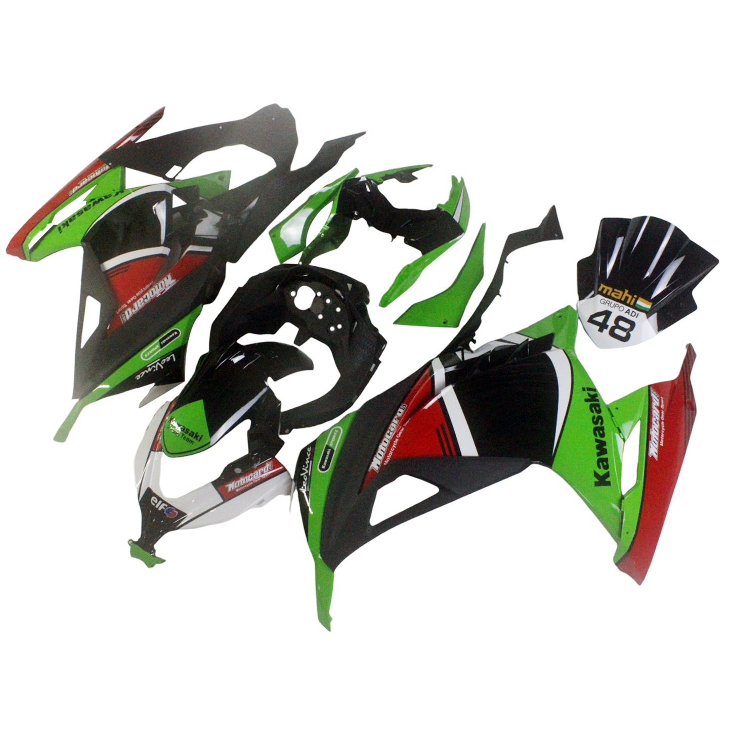 Amotopart Kawasaki 2013-2017 EX300/Ninja300 Black Green Red Fearing Kit