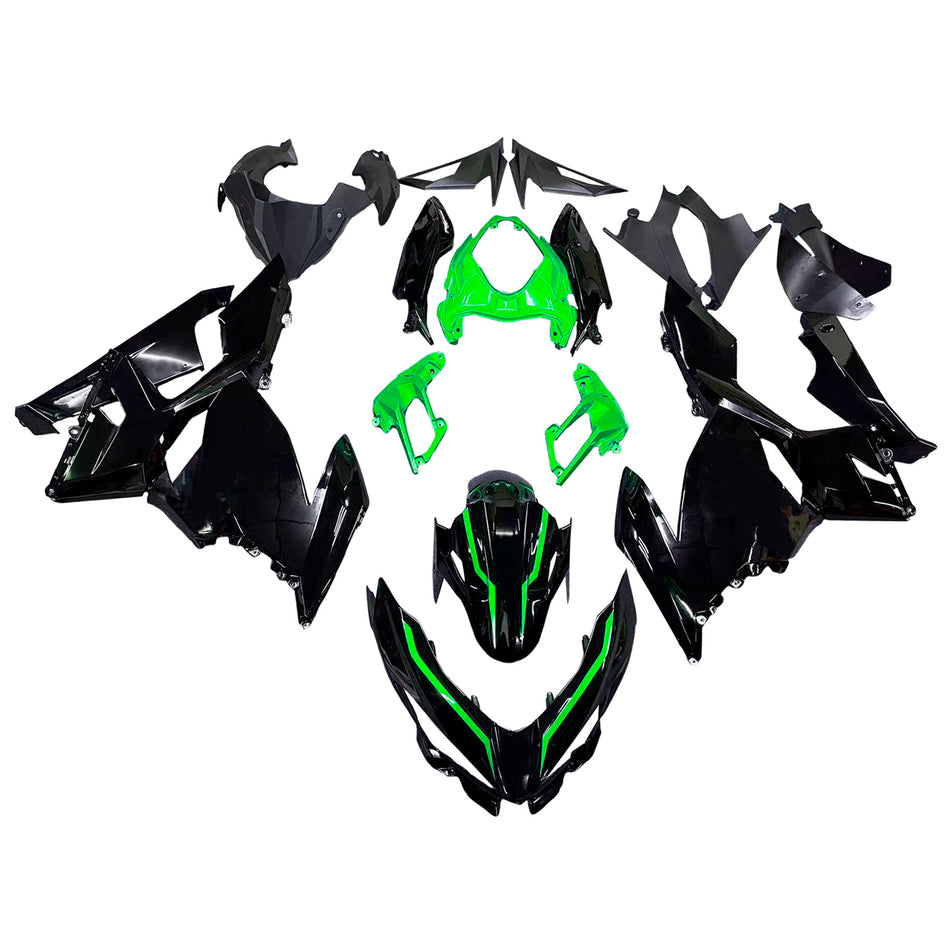 Amotopart 2018-2020 Kawasaki Ex400/Ninja400 Verkleidung Black & Green Kit