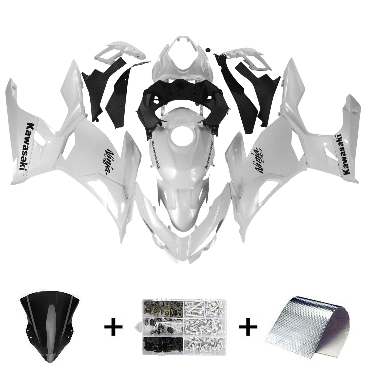 Amotopart Kawasaki Ex400/Ninja400 2018-2020 White Fearing Kit