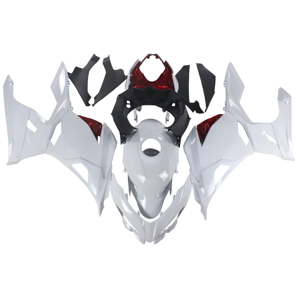 Kit de carénage Amotopart Kawasaki EX400/Ninja400 2018-2020 Blanc Rouge