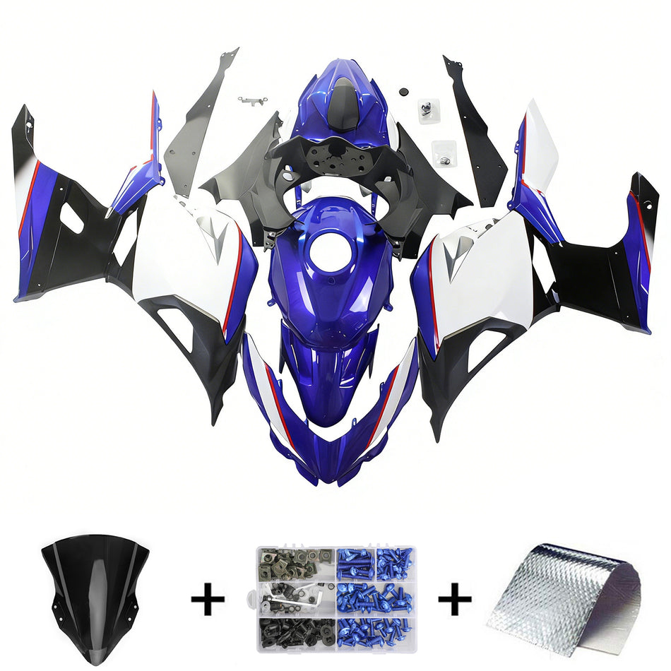 Amotopart Kawasaki EX400/Ninja400 2018-2020 Kit de carénage Bleu Blanc Brillant