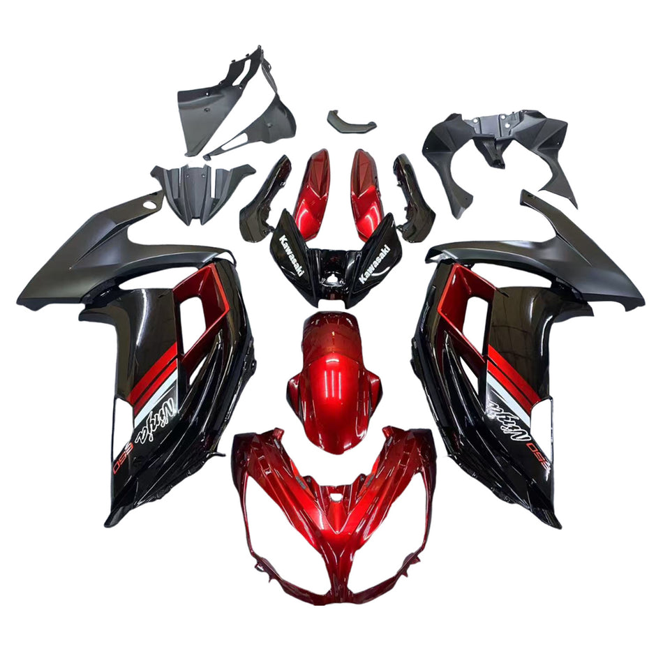 Amotopart 2012-2016 Kawasaki Ninja 650 Schwarzes Rotverkleidungskit