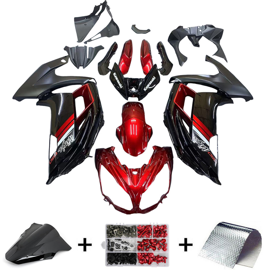Amotopart 2012-2016 Kawasaki Ninja 650 Schwarzes Rotverkleidungskit