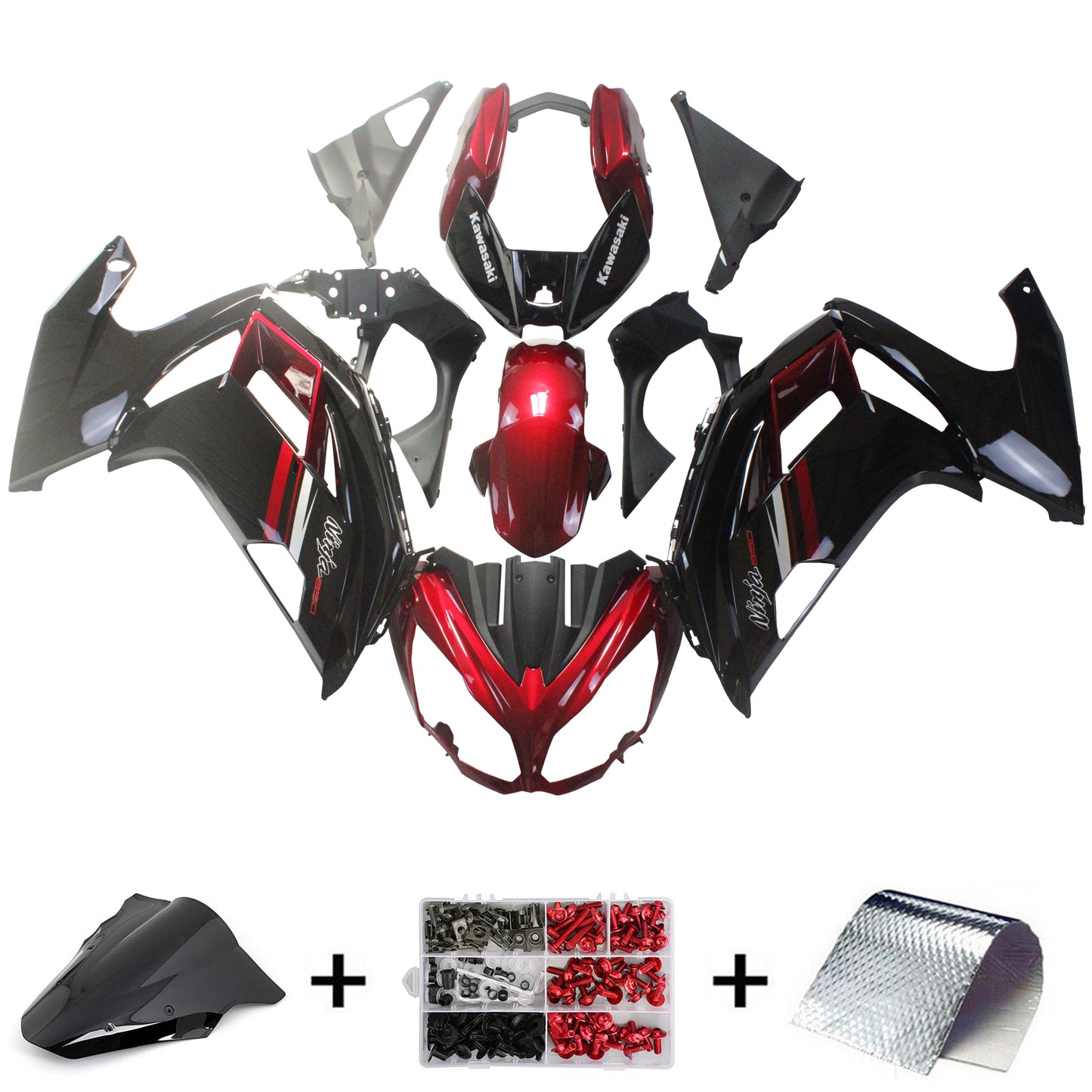 Amotopart 2012-2016 Kit de carénage Kawasaki Ninjia 650 Rouge Noir