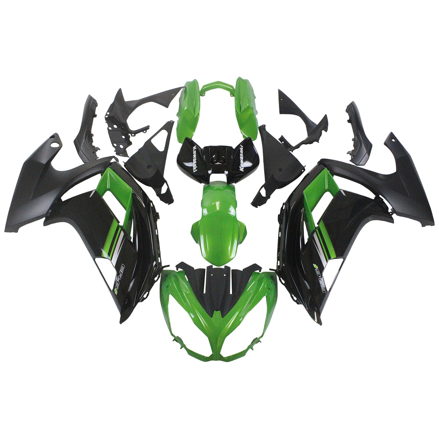 Amotopart 2012-2016 Kawasaki Ninja 650 Black Hell Green Fairing Kit