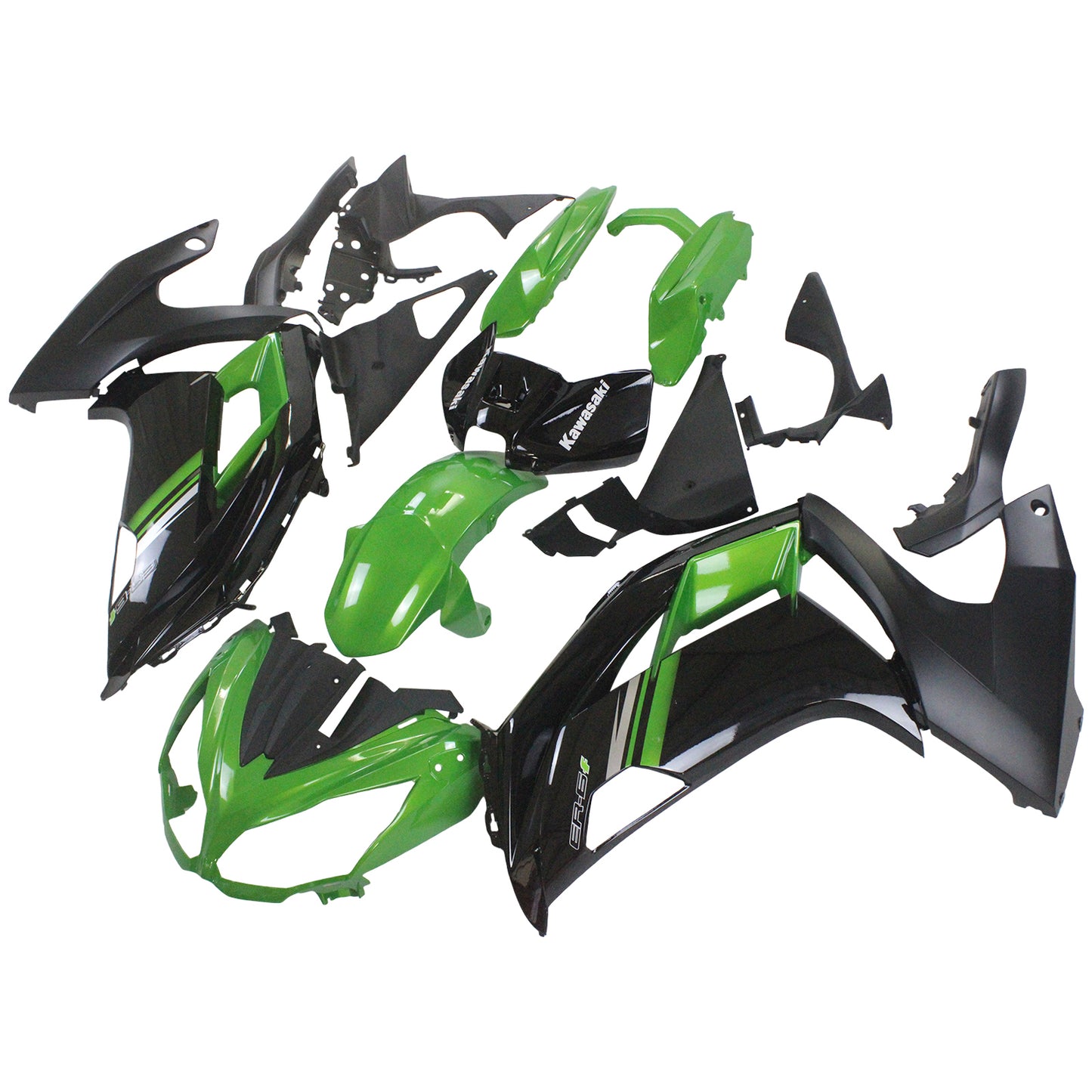 Amotopart 2012-2016 Kawasaki Ninja 650 Black Hell Green Fairing Kit