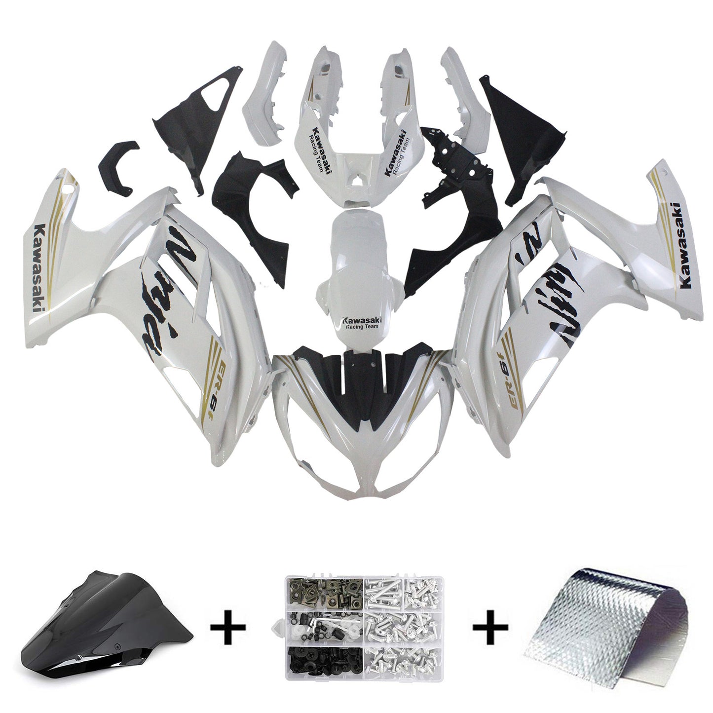 Kit de peur Amotopart 2012-2016 Kawasaki Ninja 650 Blanc