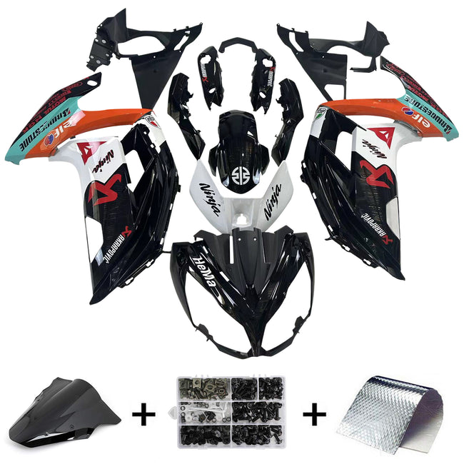 Amotopart 2012-2016 Kawasaki Ninja 650 Black White Orange Fairing Kit