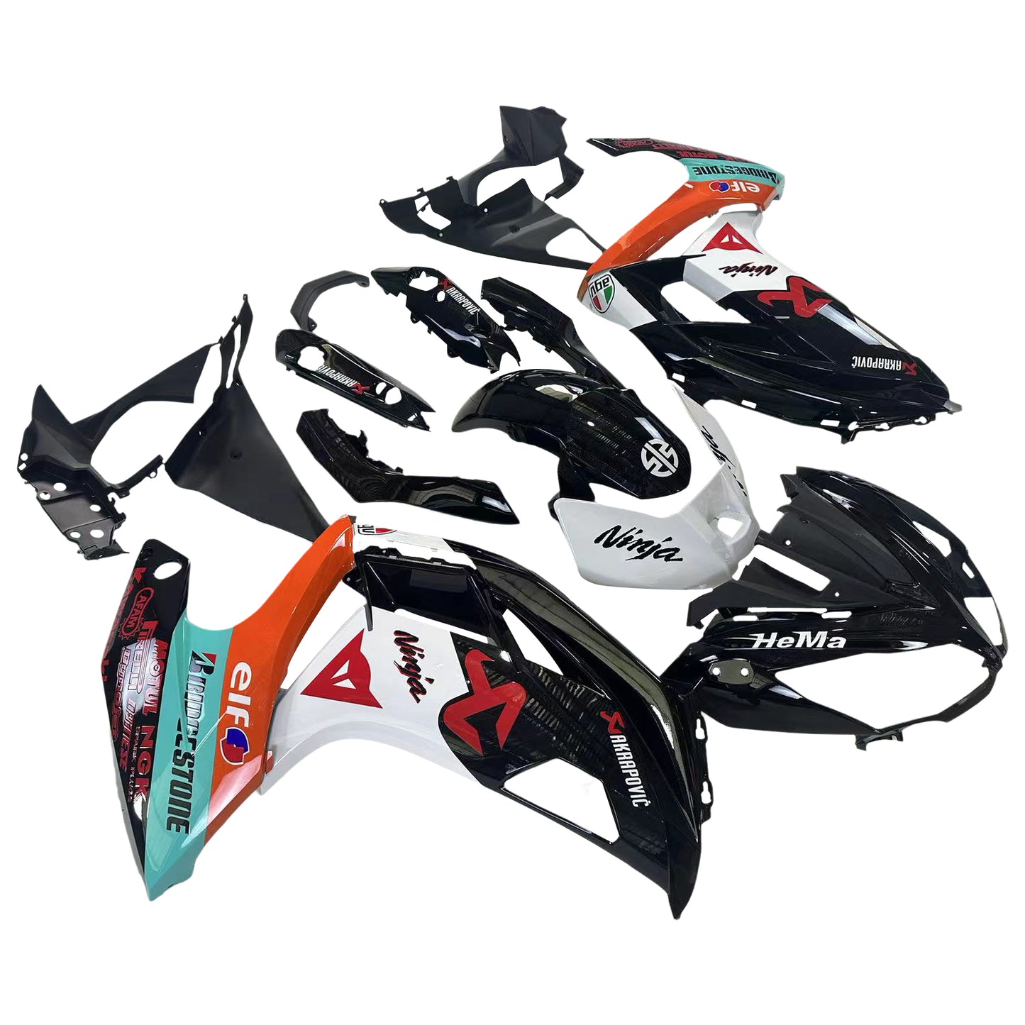 Amotopart 2012-2016 Kawasaki Ninja 650 Black White Orange Fairing Kit