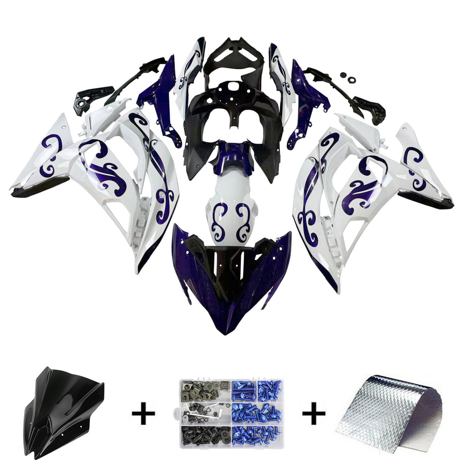 Kit de peur blanc et violet Amotopart Kawasaki ER6F/Ninja650r 2017-2019