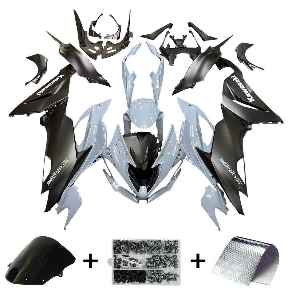 Kit de carénage Amotopart Kawasaki ZX6R 2019-2020 Gris Noir