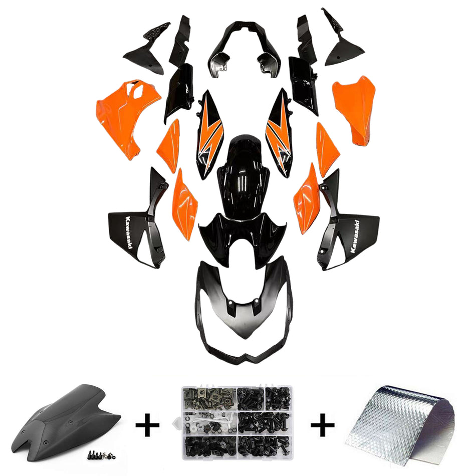 Amotopart Kawasaki Z1000 2010-2013 Kit de carénage noir orange brillant