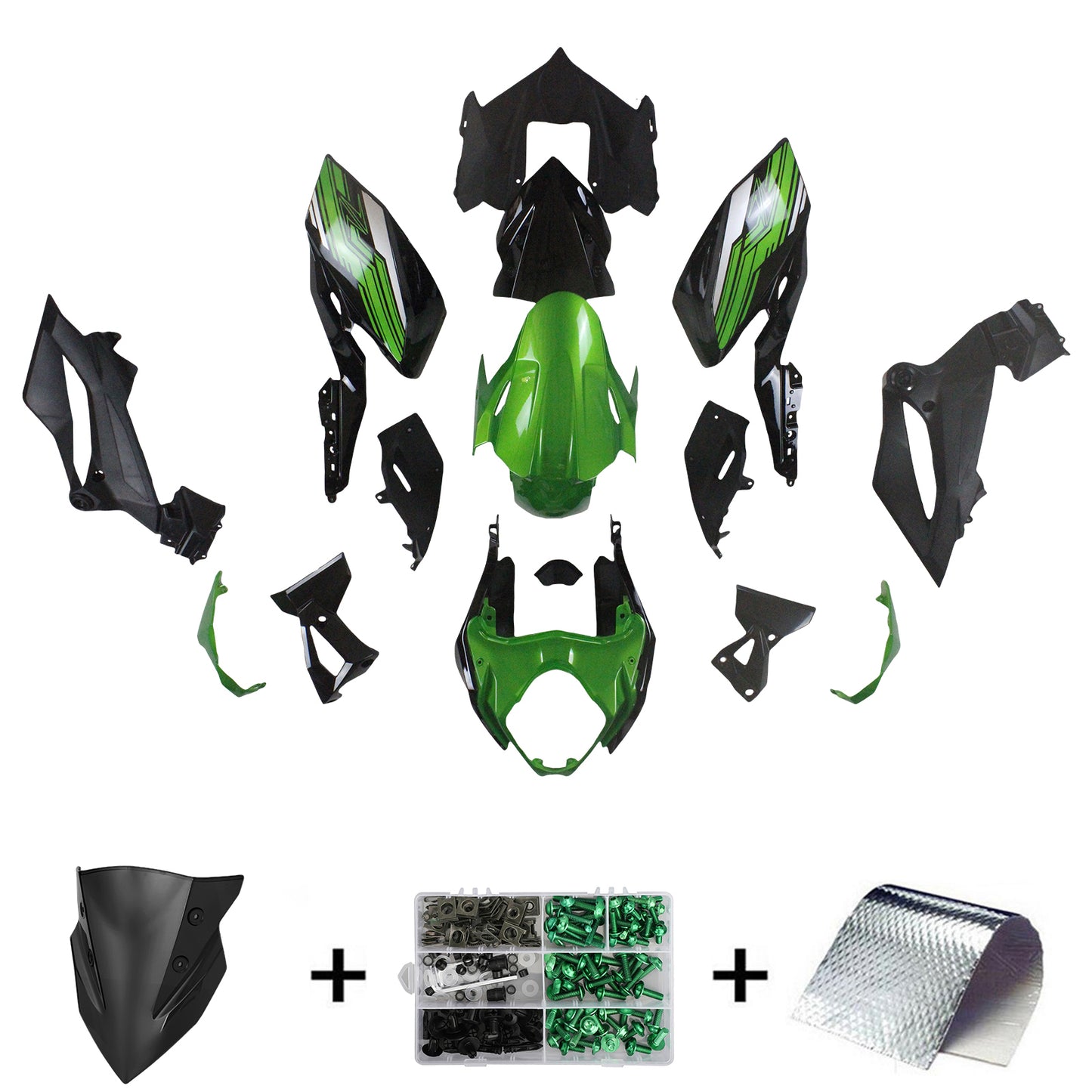 Amotopart Kawasaki 2018-2020 Z400 Kit Déclencheur Vert Noir