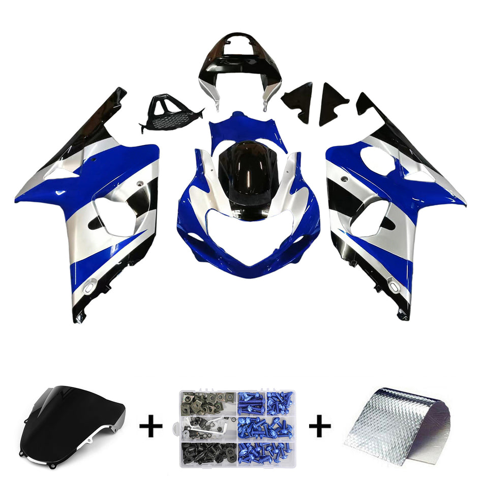 Amotopart 2000-2002 Suzuki GSXR1000 Kit de carénage bleu et ruban