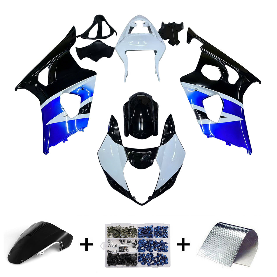 Amotopart 2003-2004 Suzuki GSXR1000 Verkleidung Multi White & Black Kit