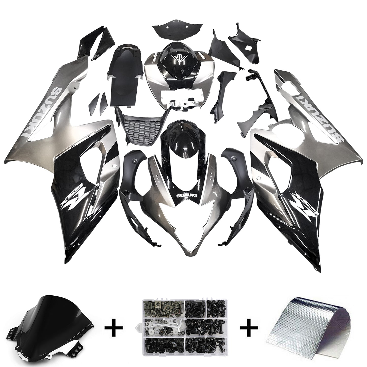 Amotopart 2005-2006 Suzuki GSXR1000 Verkleidung G-Black & Sliver Kit