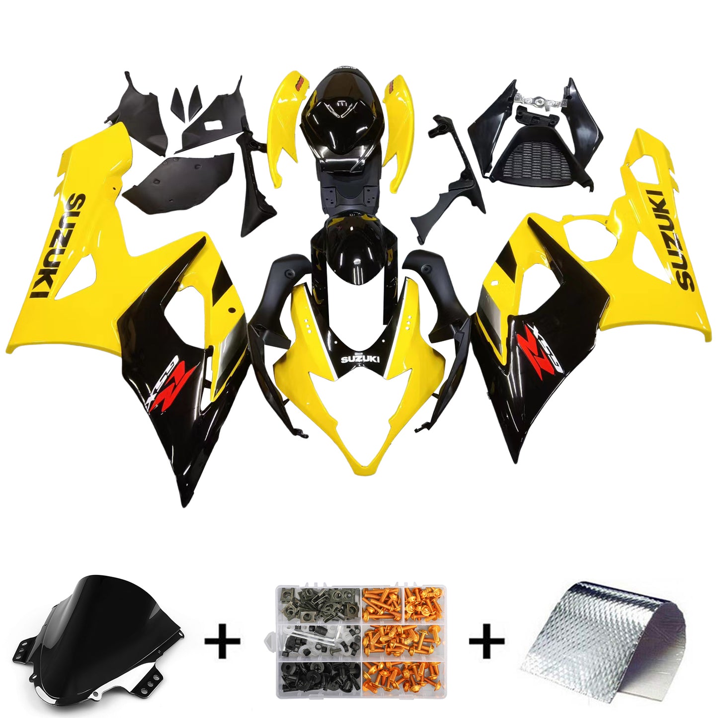 Amotopart 2005-2006 Suzuki GSXR1000 Verkleidung gelb & schwarzes Kit