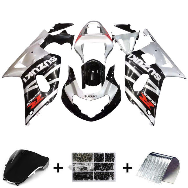 Amotopart Verkleidung Suzuki 600 2001-2003 Verkleidung Black & Silver GSXR Racing Kiting Kit