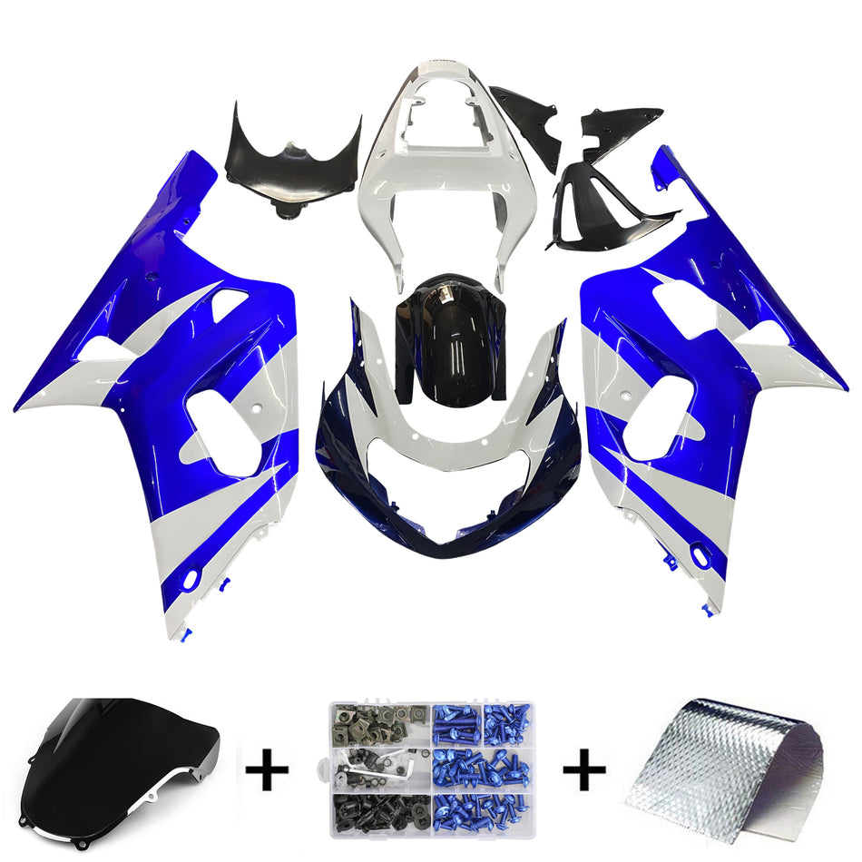 Amotopart Verkleidung Suzuki 600 2001-2003 Verkleidung GSXR Racing Blue & White Fairing Kit