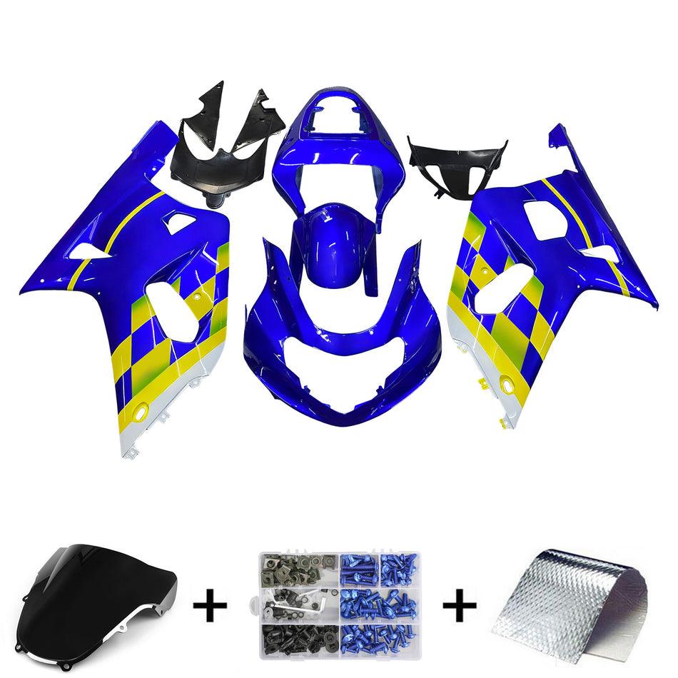 Amotopart Verkleidung Suzuki GSXR 600 2001-2003 Verziehung Movistar Racing Blue Verkleidung Kit