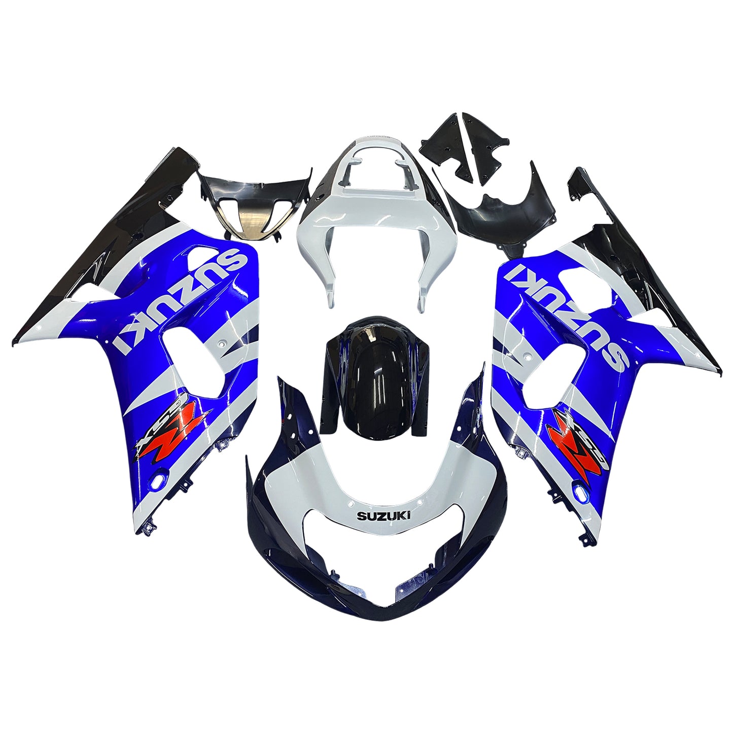 Amotopart-Verkleidungen Suzuki GSXR600 2001-2003 Verkleidungsverkleidung Blue White Schwarzverkleidung Kit