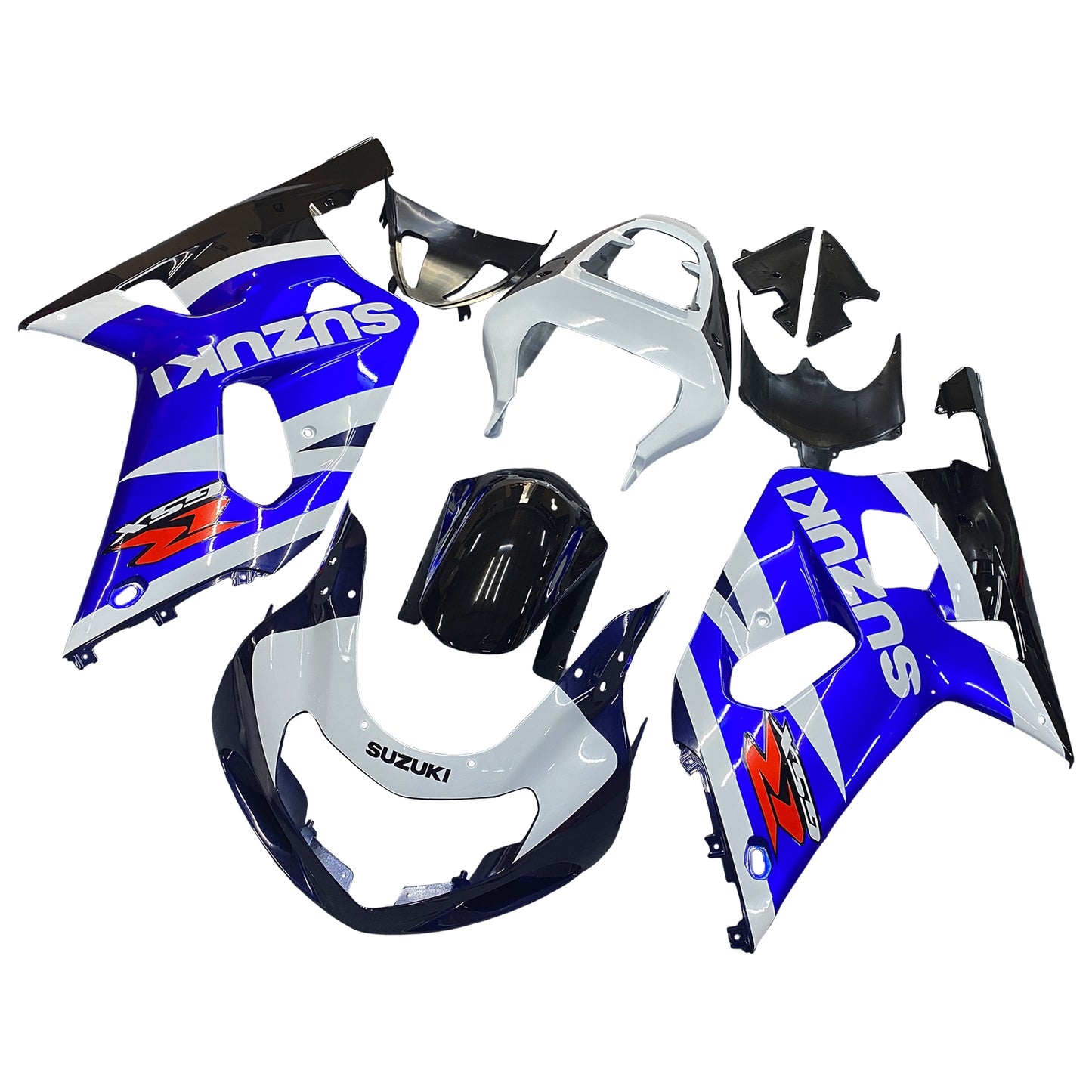 Amotopart-Verkleidungen Suzuki GSXR600 2001-2003 Verkleidungsverkleidung Blue White Schwarzverkleidung Kit