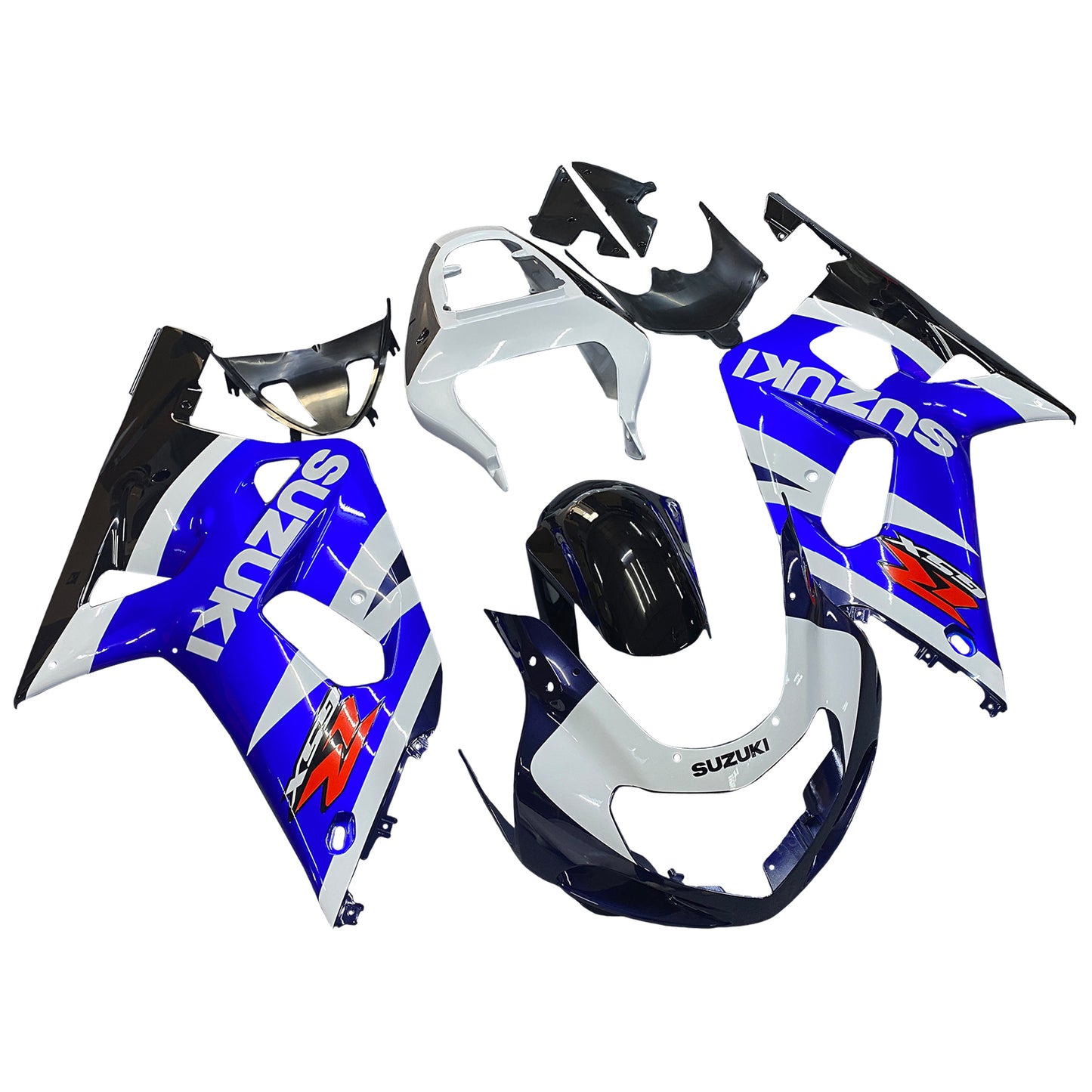 Amotopart-Verkleidungen Suzuki GSXR600 2001-2003 Verkleidungsverkleidung Blue White Schwarzverkleidung Kit