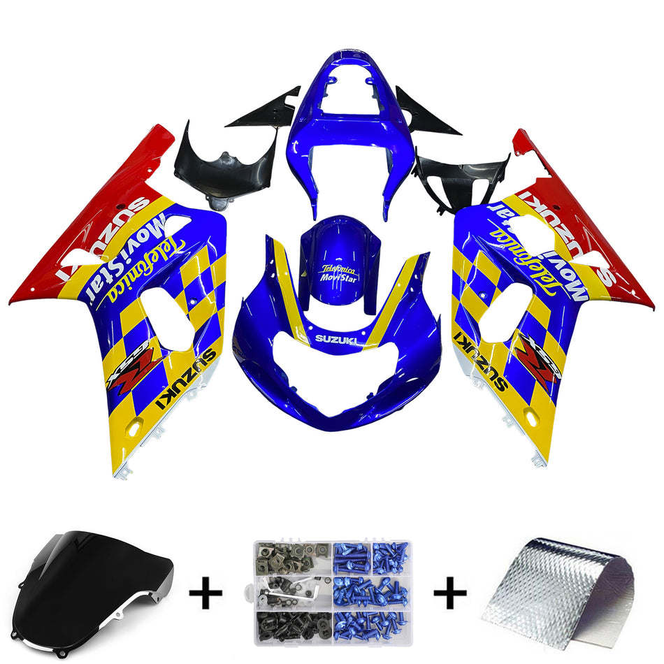 Amotopart 2001-2003 Suzuki GSXR600 Carénage Bleu et Jaune Multi Kit