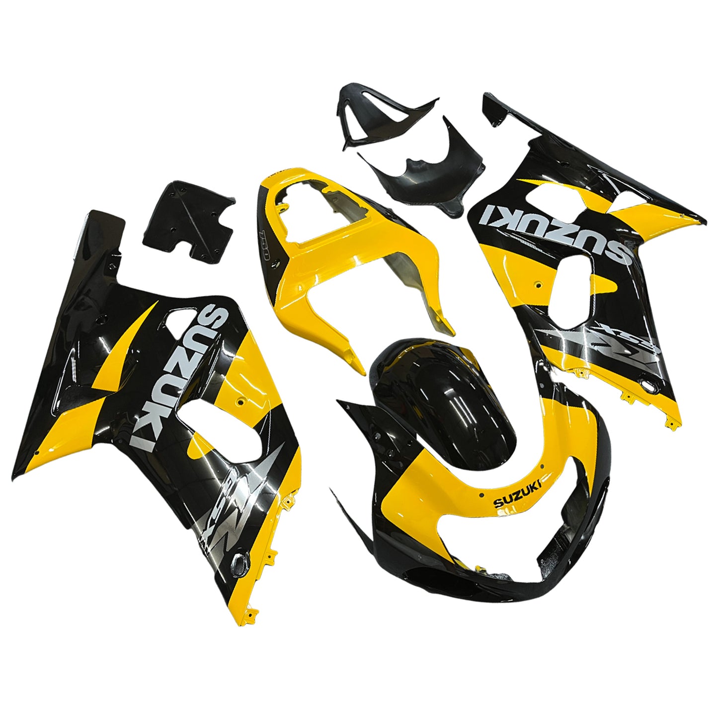 Amotopart Verkleidung Suzuki 600 2001-2003 Verkleidung GSXR Racing Black & Yellow Fearing Kit