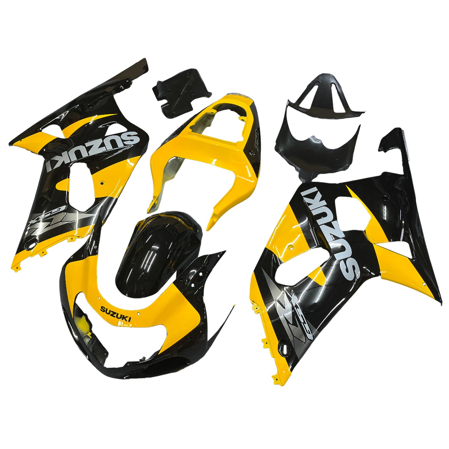 Amotopart Verkleidung Suzuki 600 2001-2003 Verkleidung GSXR Racing Black & Yellow Fearing Kit