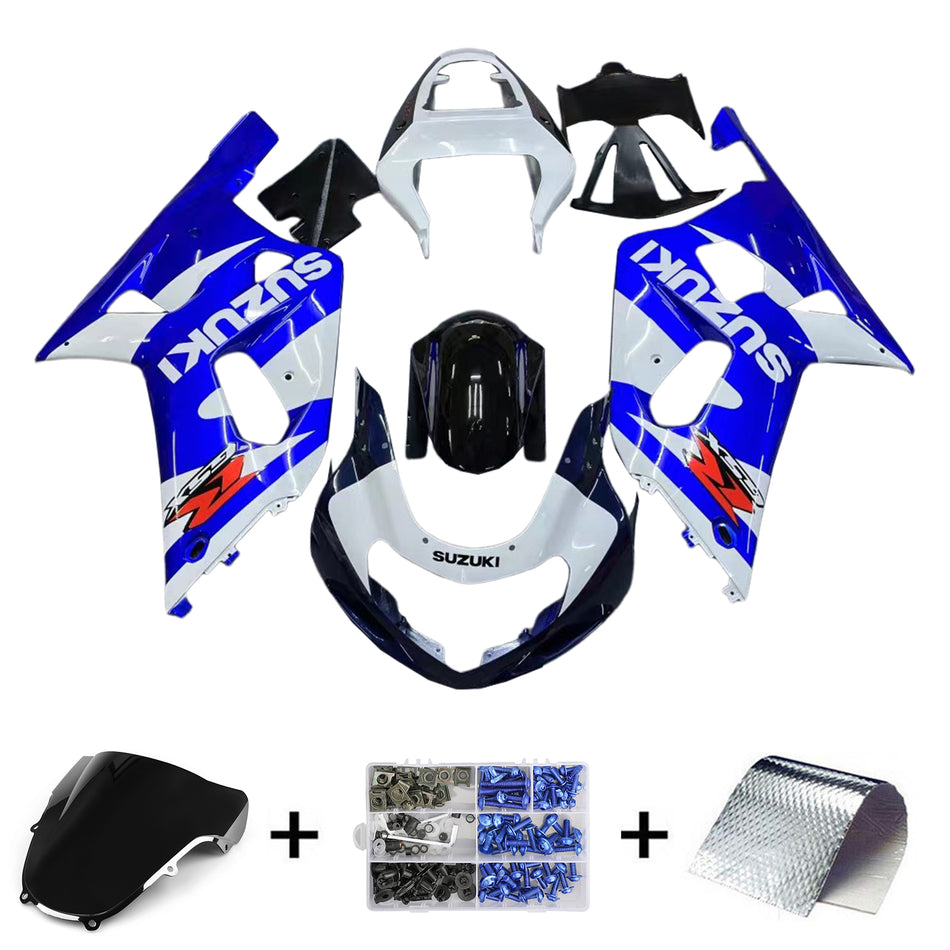 Amotopart 2001-2003 Suzuki GSXR750 Carénage Bleu et Blanc Multi Kit