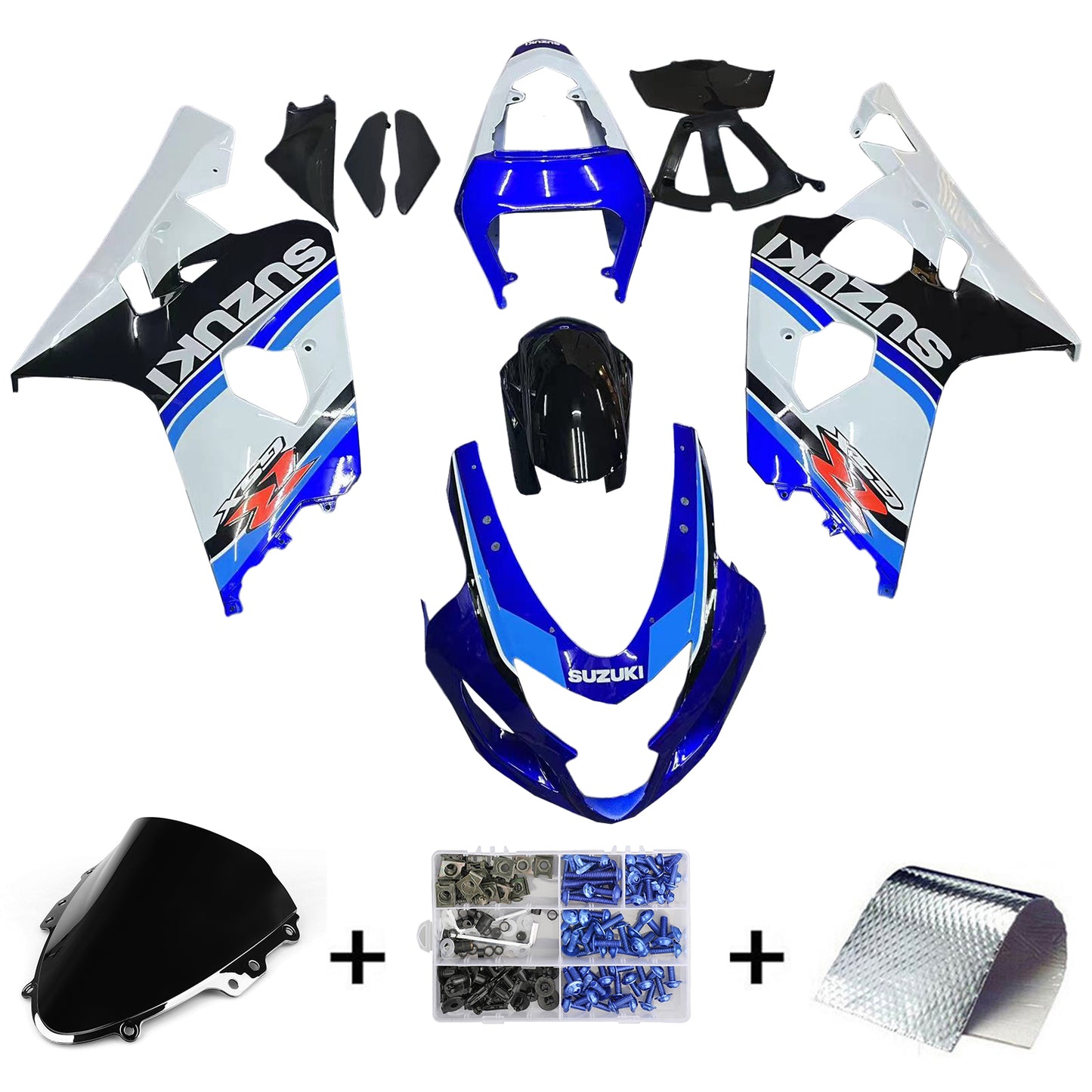 Amotopart-Funkeln 2004-2005 Suzuki GSXR 600 750 Blue White Black GSXR Rennen Generisches Rennen