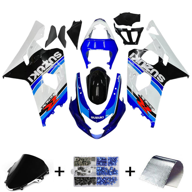 Amotopart 2004-2005 Suzuki GSXR600750 Verkleidung White & Blue Kit