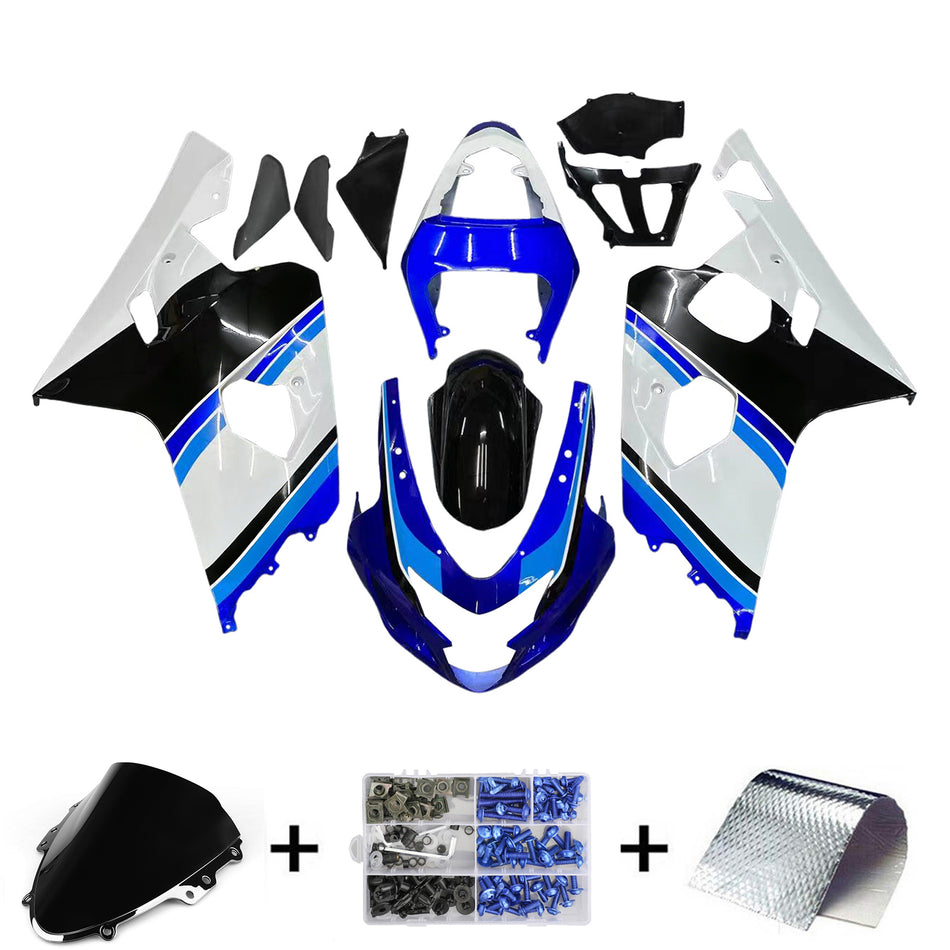 Amotopart 2004-2005 Suzuki GSXR600750 Verkleidung White & Blue Kit
