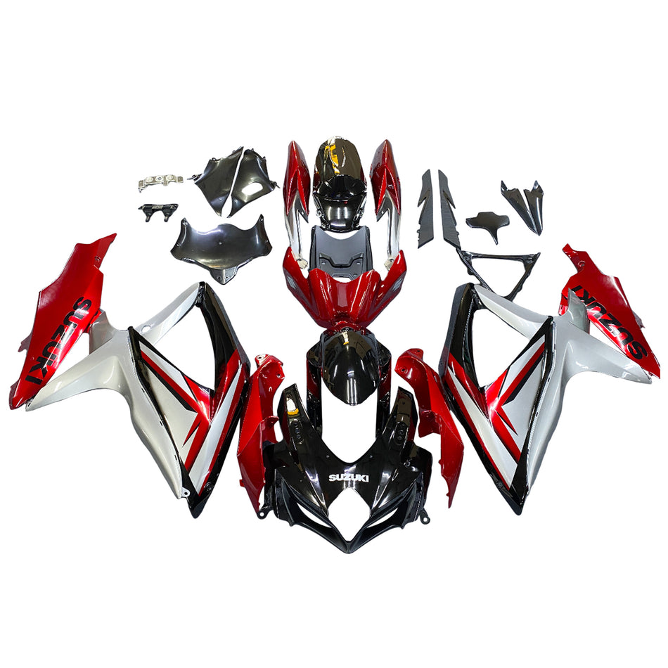 Amotopart 2008-2010 Suzuki GSXR600750 Carénage G-Sliver &amp; Kit Rouge