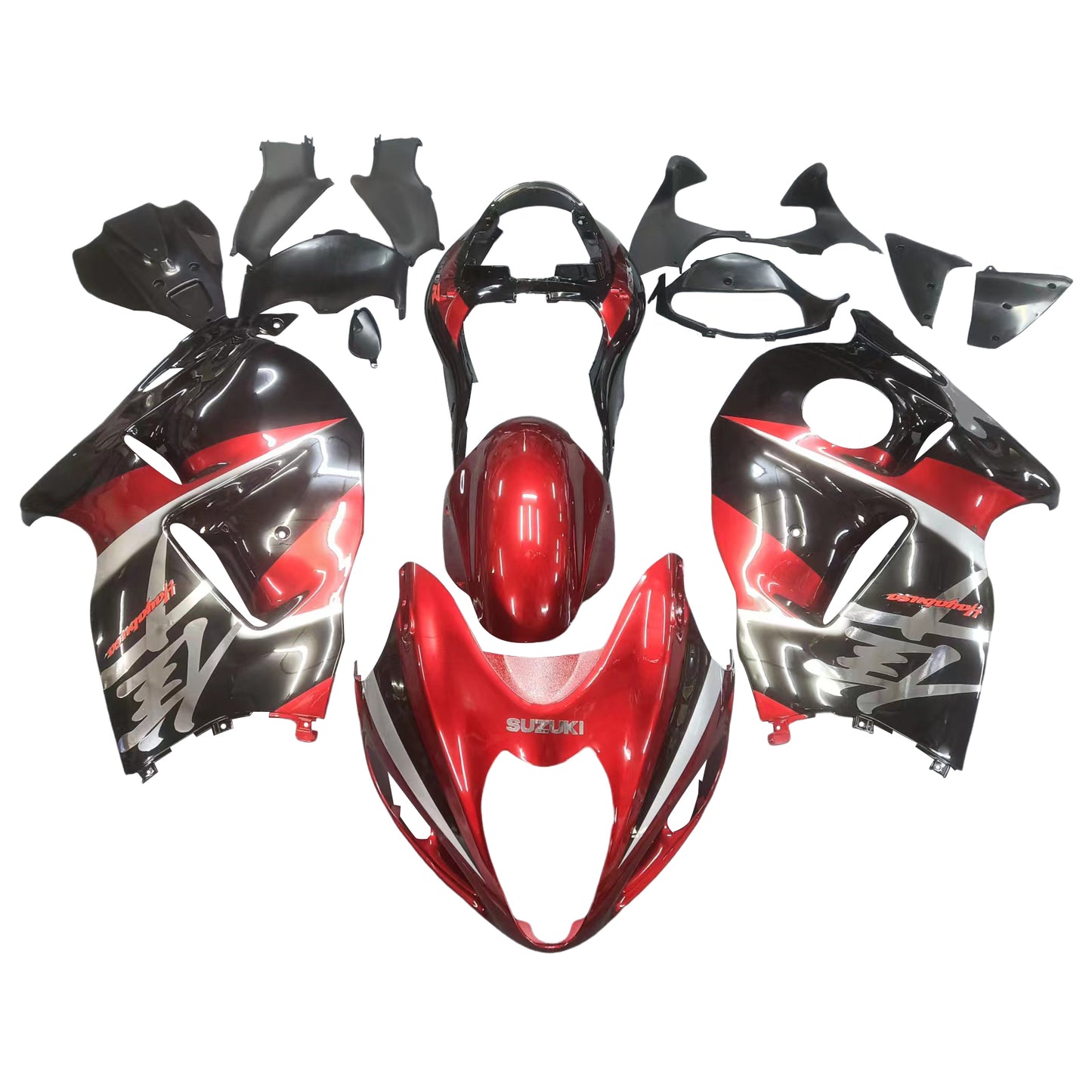 Amotopart Suzuki Hayabusa GSXR1300 1999-2007 Kit Warp G-Noir et Rouge