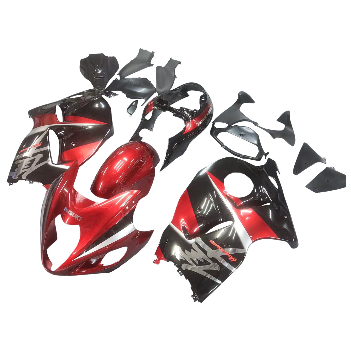 Amotopart Suzuki Hayabusa GSXR1300 1999-2007 Kit Warp G-Noir et Rouge