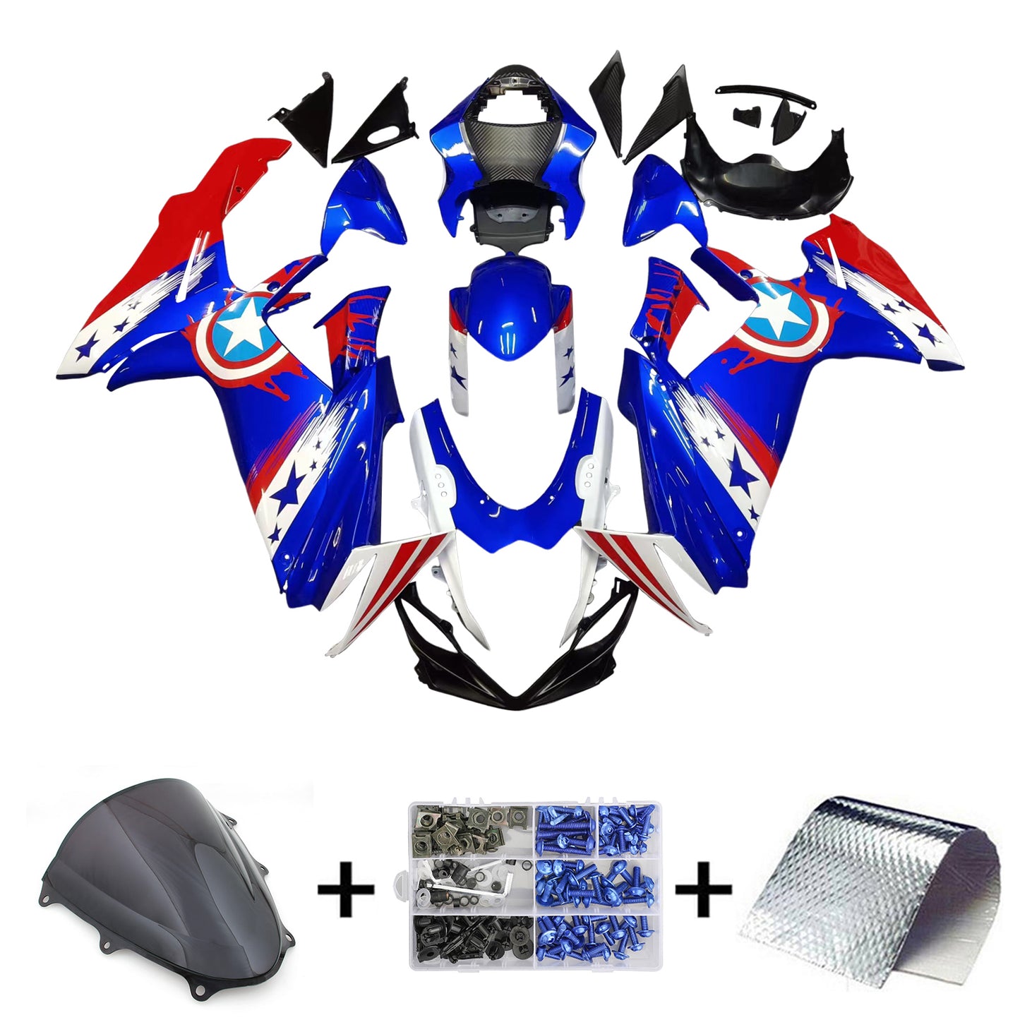 Amotopart Suzuki GSXR 600/750 2011¨C2023 K11 Verkleidungsset, Karosserie, Kunststoff, ABS