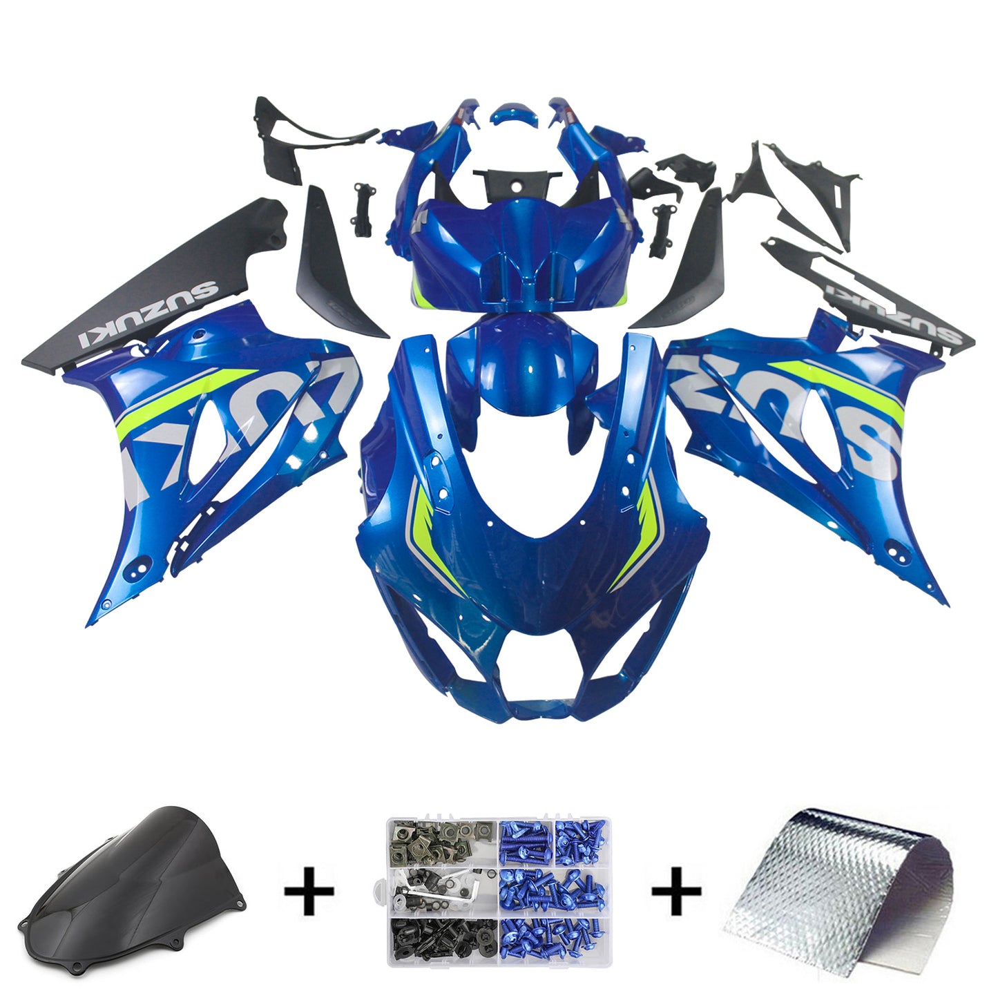 Amotopart Suzuki GSXR1000 2017-2020 K17 Glossy Blue Fairing Kit