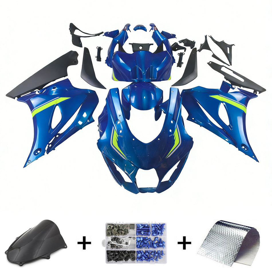 Amotopart Suzuki GSXR1000 2017-2020 K17 Glossy Blue Fairing Kit