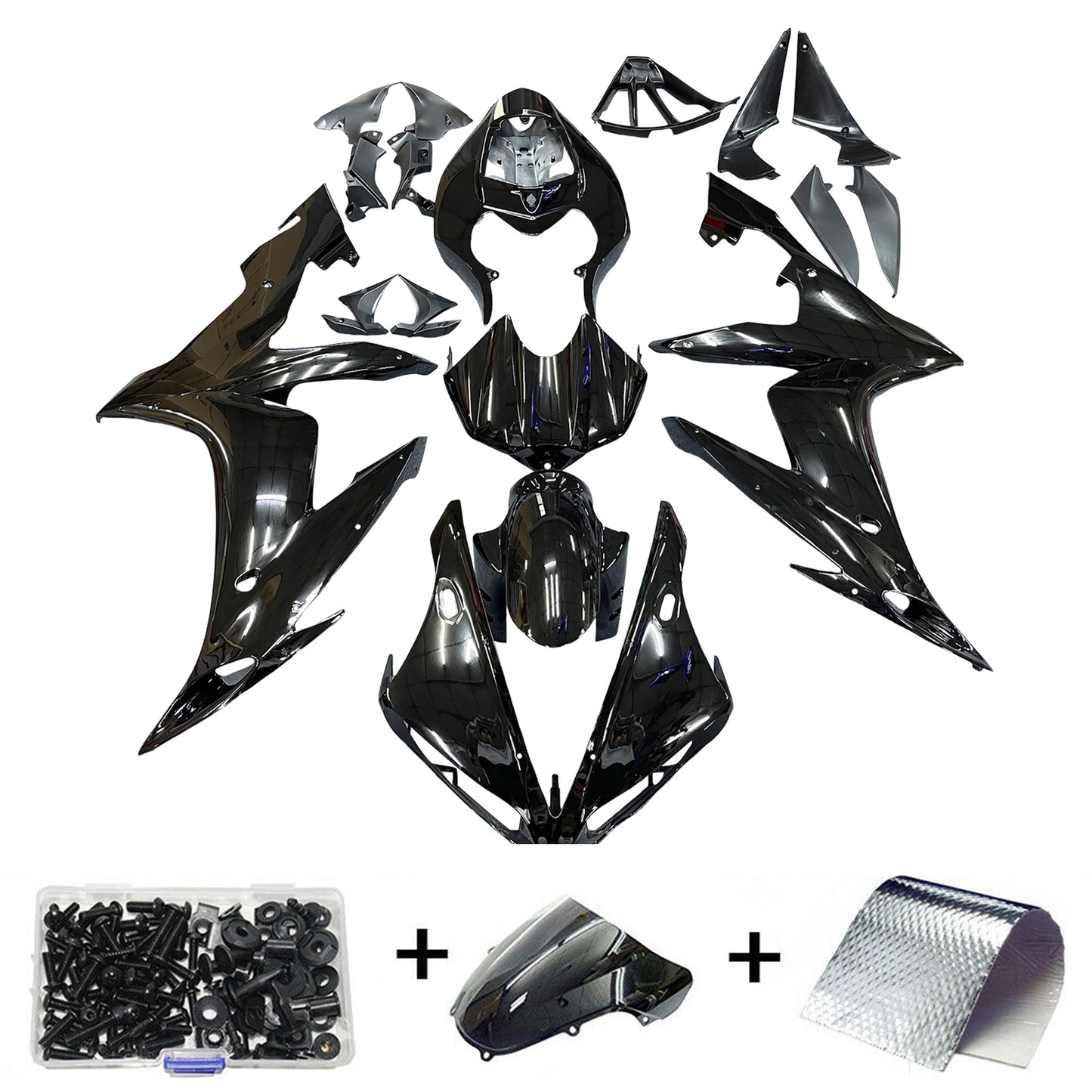 Amotopart-Verkaufskit für Yamaha YZF R1 2004 2005 2006 ABS Bodywork YZF-R1 04 Gloss Black Generic Generic