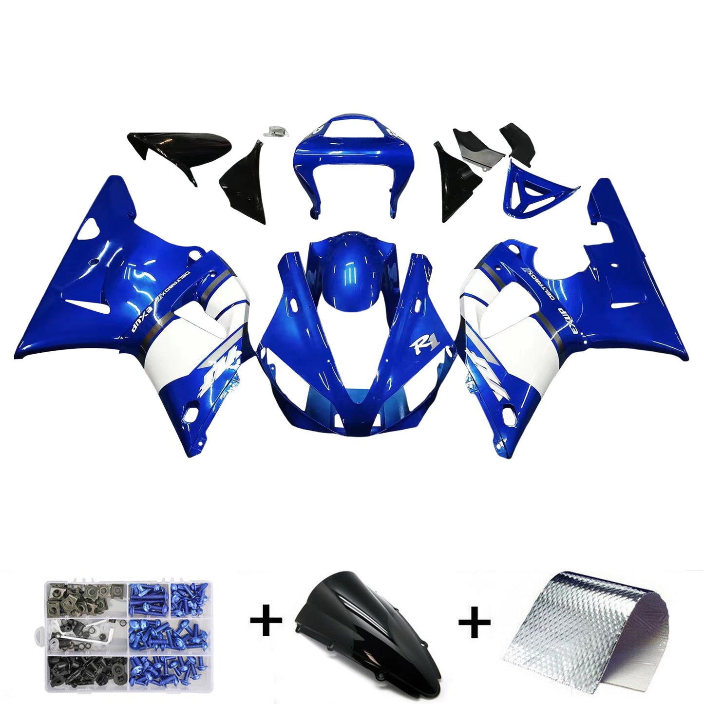 AMOTOPART kit plastique injection ABS carénage yamaha yzf r1 2000-2001 Bleu Générique